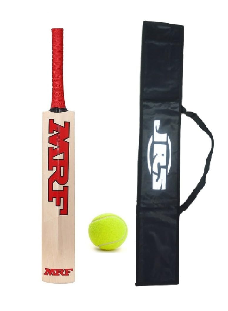 JRS Popular Willow Wooden Cricket Bat with Tennis Cricket Ball Combo for Kids (Size 5 for Age 10-12 Years) and Bag Cover (MPW05) - Image 1