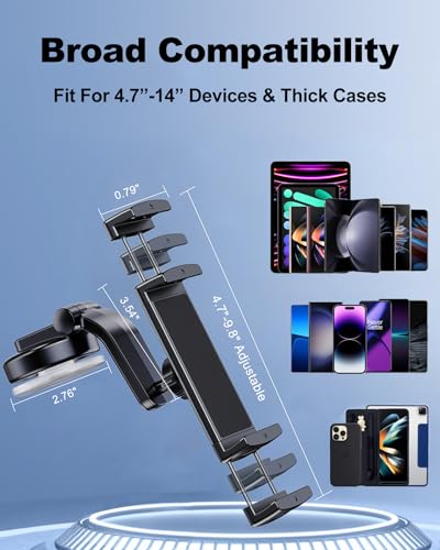 xuenair Car Dash Phone Mount, [180° Adjustable Arm] Z Fold 7 6 5 4 3 2 Accessories for Dashboard Windshield, 360° Rotatable Car Mount for iPhone 16 15 14 13 Pro Max Plus Mini S25 Ultra Motorola TCL - Image 4