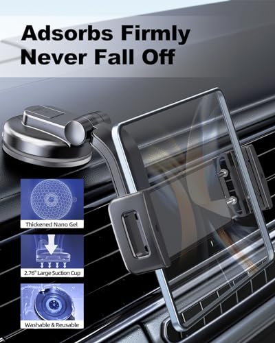 xuenair Car Dash Phone Mount, [180° Adjustable Arm] Z Fold 7 6 5 4 3 2 Accessories for Dashboard Windshield, 360° Rotatable Car Mount for iPhone 16 15 14 13 Pro Max Plus Mini S25 Ultra Motorola TCL - Image 2