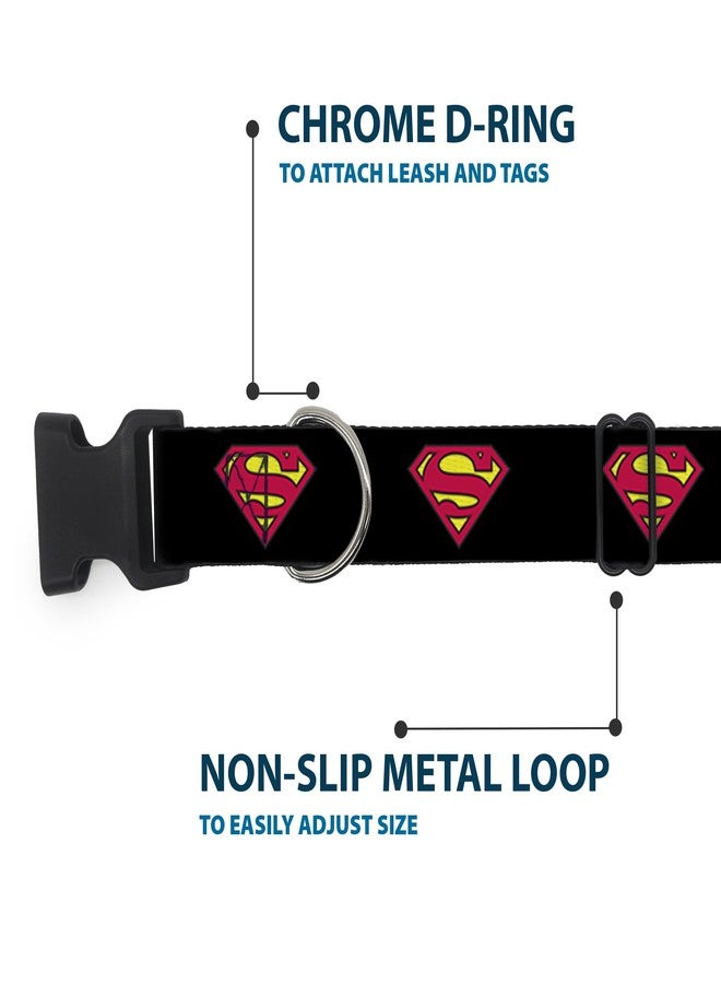 Buckle Down Buckle-Down Plastic Clip Collar - Superman Shield Black - 1" Wide - Fits 15-26" Neck - Large - Image 5