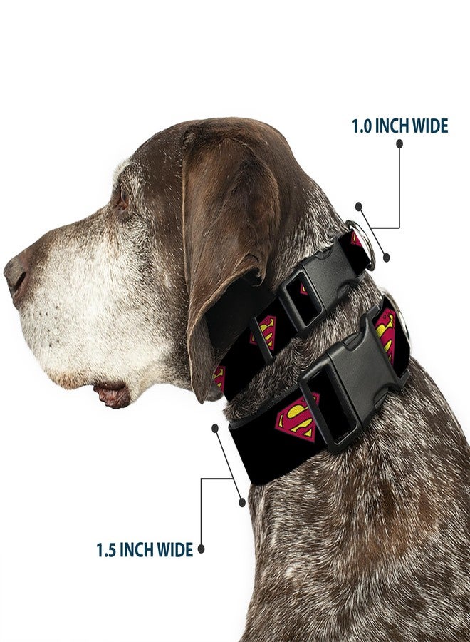 Buckle Down Buckle-Down Plastic Clip Collar - Superman Shield Black - 1" Wide - Fits 15-26" Neck - Large - Image 2