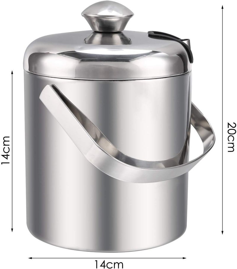 Oban Stainless Steel Silver Double Wall Ice Bucket with Lid - Image 3