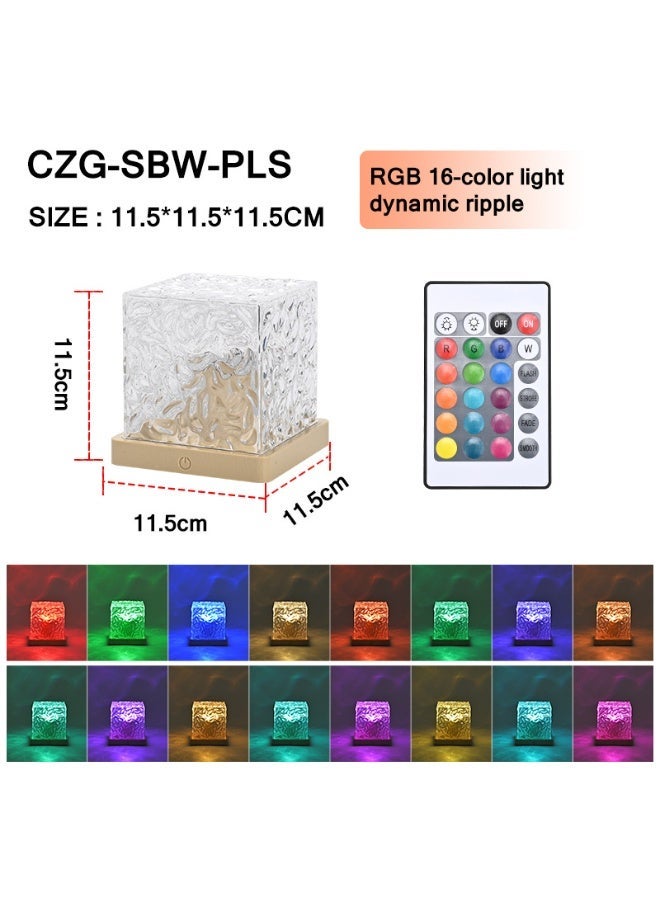 هومستر مصباح مكعب موجي LED بـ 16 لونًا مع تأثير لهب دوار - ضوء ليلي مائي عبر USB مع جهاز تحكم عن بعد لتزيين المنزل والبار والمطعم - Image 2