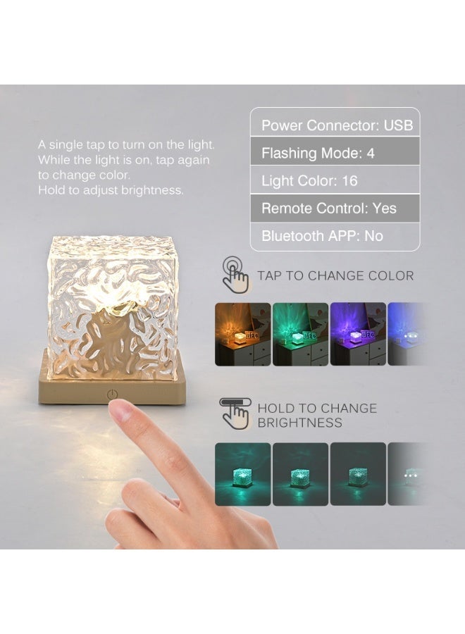 هومستر مصباح مكعب موجي LED بـ 16 لونًا مع تأثير لهب دوار - ضوء ليلي مائي عبر USB مع جهاز تحكم عن بعد لتزيين المنزل والبار والمطعم - Image 3