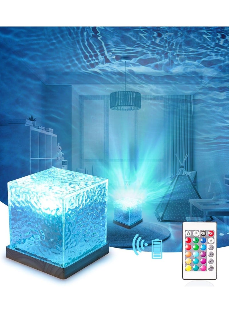 هومستر مصباح مكعب موجي LED بـ 16 لونًا مع تأثير لهب دوار - ضوء ليلي مائي عبر USB مع جهاز تحكم عن بعد لتزيين المنزل والبار والمطعم - Image 1