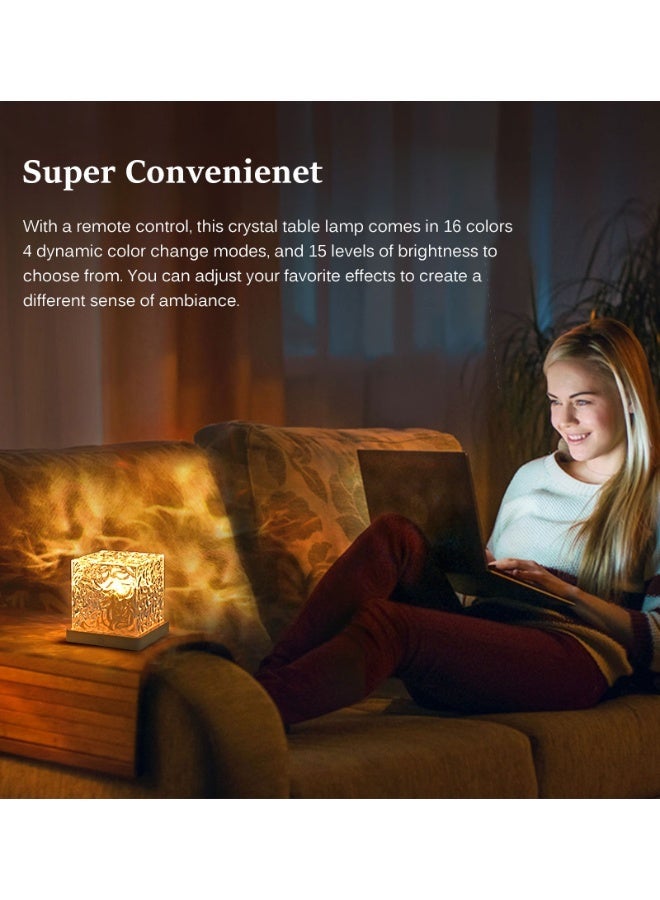 هومستر مصباح مكعب موجي LED بـ 16 لونًا مع تأثير لهب دوار - ضوء ليلي مائي عبر USB مع جهاز تحكم عن بعد لتزيين المنزل والبار والمطعم - Image 4