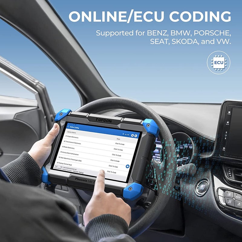 Topdon أداة تشخيص السيارات متعددة العلامات التجارية TOPDON Phoenix Lite 2 لجميع الأنظمة، برمجة وحدة التحكم الإلكترونية، 34+ خدمة صيانة، تحكم ثنائي الاتجاه، V.A.G موجهة - Image 2