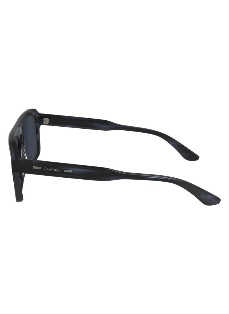 CALVIN KLEIN FULL RIM ACETATE MODIFIED RECTANGLE CALVIN KLEIN SUN CK24504S  5617 (416) STRIPED BLUE  - Image 4