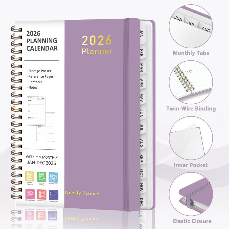 VALOME 2026 Planner, Weekly and Monthly Calendar Academic Planner, Jan 2026 - Dec 2026, Planning Agenda Book for Desk Accessories and School Supplies - A5 (6.3'' x 8.5'') - Image 4