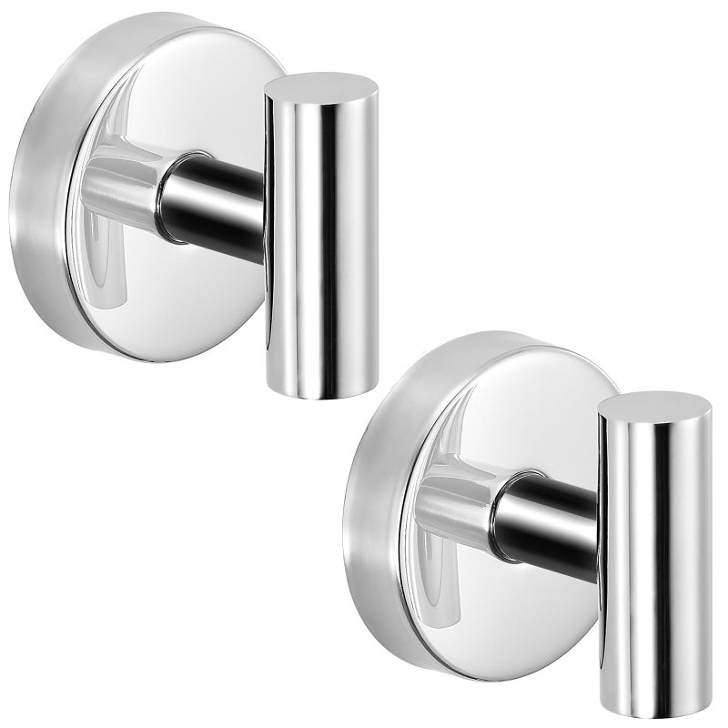 Fenas Suction Cup Hooks for Shower - Bathroom Reusable Hooks for Towels, Robes & Loofah - No-Drill Mounting on Kitchen,Walls,Metal,Glass,Mirrors,Tile & Smooth Non-Porous Surfaces (2, Chrome Polished) - Image 1