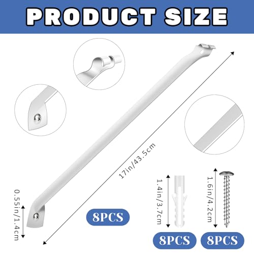 Dimeho 8 Pack 12 Inch Wire Shelf Brackets Set Metal White Closet Support Bracket with Anchors Screws Heavy Duty Wire Shelving Closet Wires Shelf Supports for Closets Shelves Racks Laundry Garage Wardrobe - Image 3