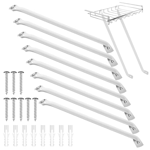 Dimeho 8 Pack 12 Inch Wire Shelf Brackets Set Metal White Closet Support Bracket with Anchors Screws Heavy Duty Wire Shelving Closet Wires Shelf Supports for Closets Shelves Racks Laundry Garage Wardrobe - Image 1