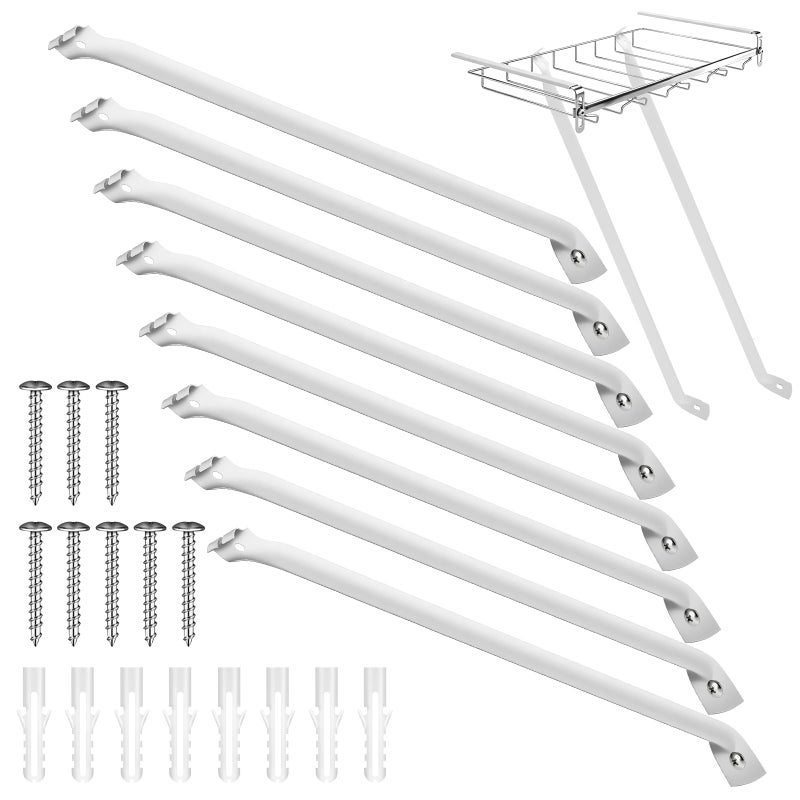 Dimeho 8 Pack 12 Inch Wire Shelf Brackets Set Metal White Closet Support Bracket with Anchors Screws Heavy Duty Wire Shelving Closet Wires Shelf Supports for Closets Shelves Racks Laundry Garage Wardrobe - Image 2