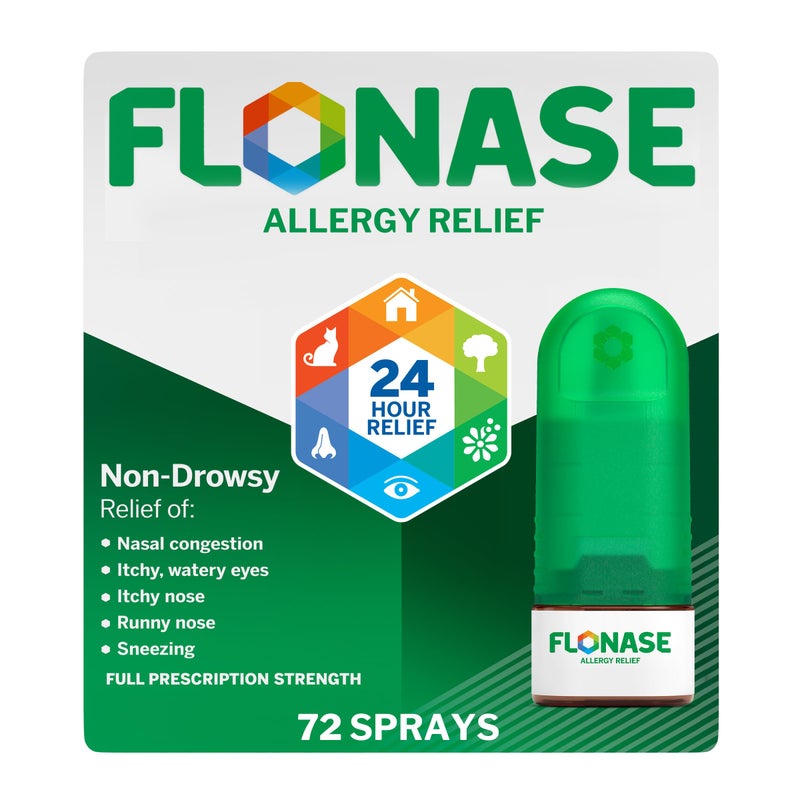 Flonase Allergy Relief Nasal Spray, 24 Hour Non Drowsy Allergy Medicine, Metered Nasal Spray - 72 Sprays - Fall and Seasonal Allergy Relief - Image 1