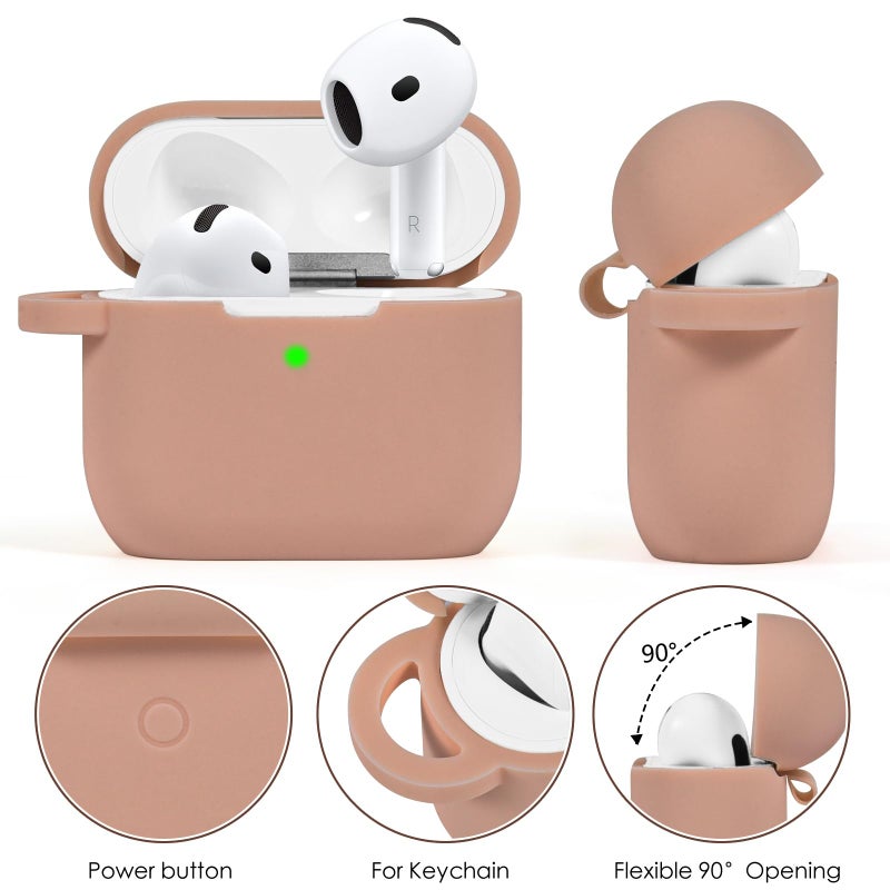 VISOOM Case for Apple Airpods 4 - VISOOM Airpods 4 Cases 2024 Cover Women Anti-Drop Silicone iPods 4 Earbuds Wireless Accessorie Charging Cases Girl Bling Keychain for Airpod iPods 4th Generation - Image 3