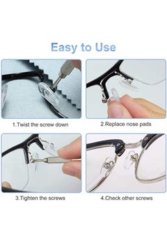 Y&D Adhesive Eye Glasses Nose Pads, 25 Pairs Pads Silicone Screw-in Pad Anti-Slip Eyeglass Repair Kit with Screws Screwdriver Tweezers and Cleaning Cloth  - Image 2