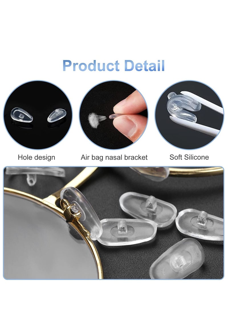 Y&D Adhesive Eye Glasses Nose Pads, 25 Pairs Pads Silicone Screw-in Pad Anti-Slip Eyeglass Repair Kit with Screws Screwdriver Tweezers and Cleaning Cloth  - Image 3