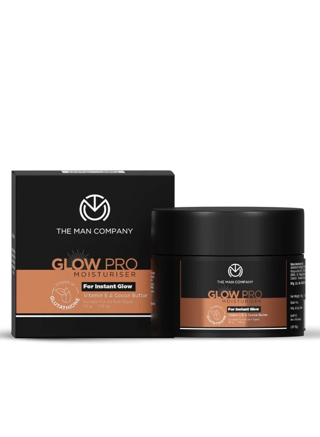 The Man Company  Glow Pro Non-Sticky Daily Moisturizer for Face | Moisturizes, Hydrates with Glutathione, Vitamin E & Cocoa Butter | Face Moisturizer Cream for Men - 50 gm for Men | Best Price UAE