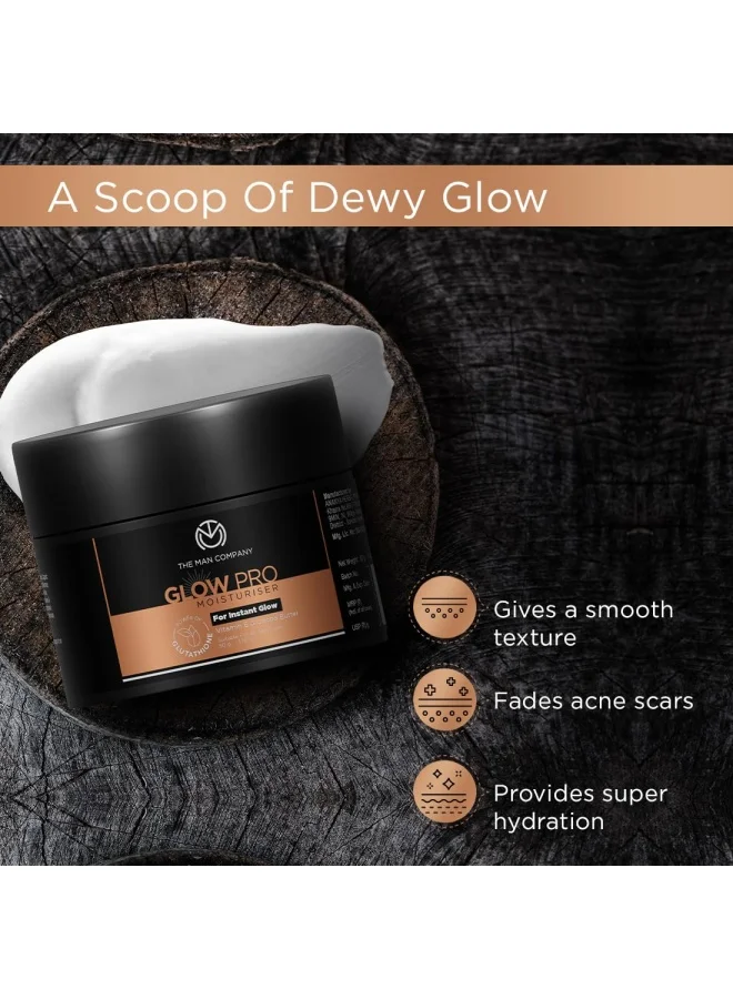 The Man Company  Glow Pro Non-Sticky Daily Moisturizer for Face | Moisturizes, Hydrates with Glutathione, Vitamin E & Cocoa Butter | Face Moisturizer Cream for Men - 50 gm for Men | Best Price UAE