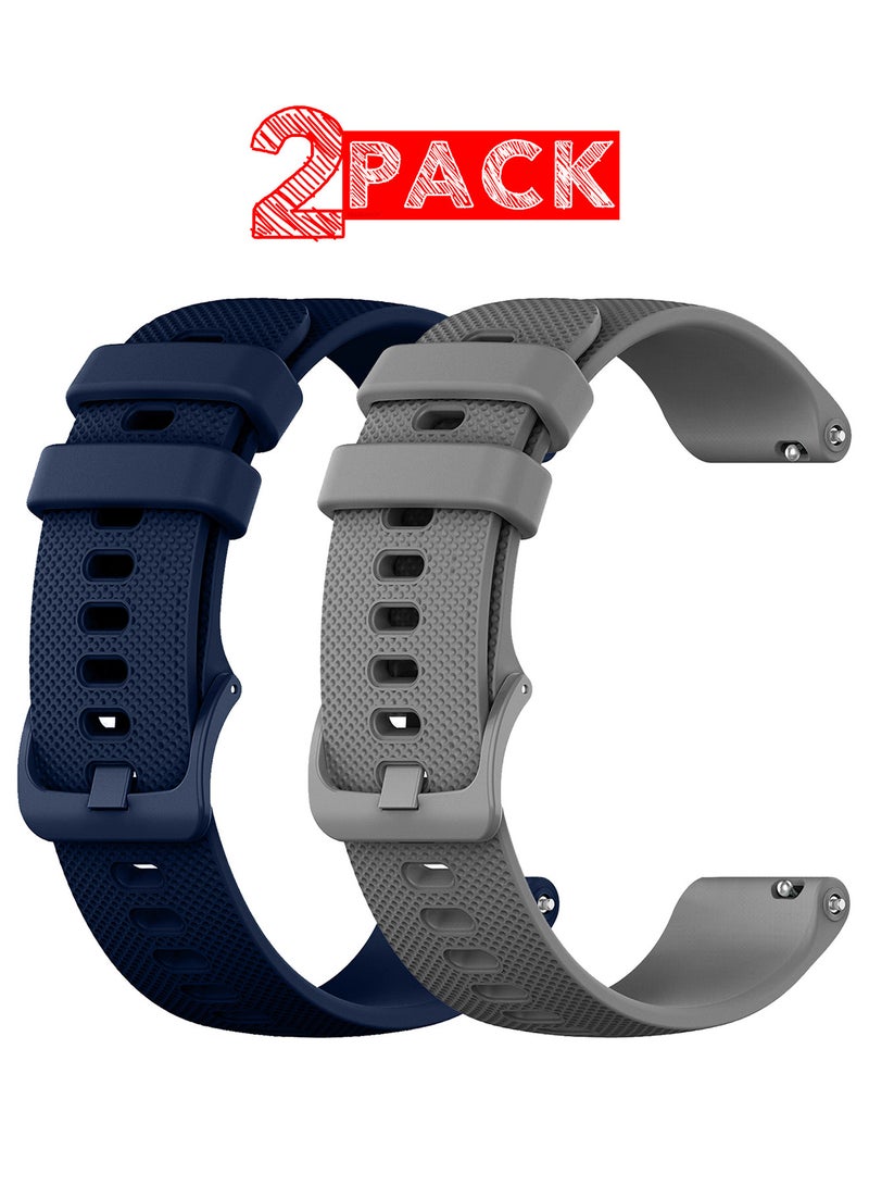 CATANES 2Packs 20mm Silicone Band for Samsung Galaxy Watch 7 6 5 4 FE Band 40mm 44mm/Galaxy Watch 6 4 Classic Band 47mm 46mm 43mm 42mm / 20mm Silicone Sport Strap Bracelet Wristband / Grey Navy Blue - Image 1