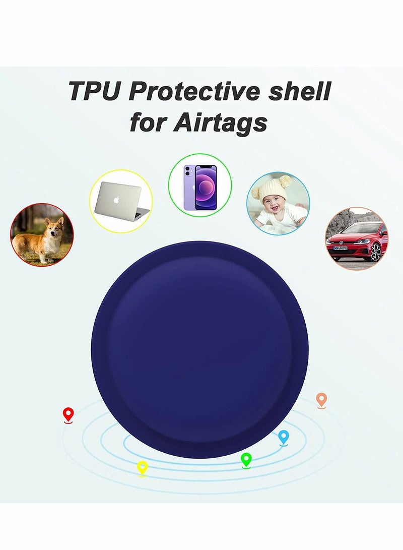 SYOSI AirTag Case AirTag Holder AirTag Accessories Silicone Pasteable Waterproof Anti Scratch Sticker AirTag Case Hidden  Air Tag Holder for Kids for Apple Airtag 2 Packs Blue - Image 4