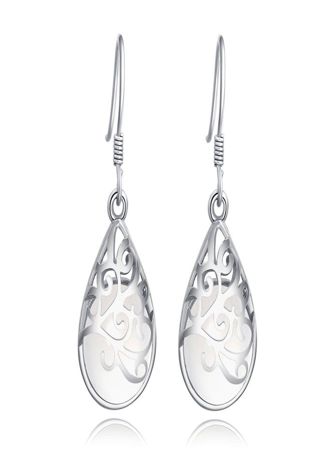 KEETEEN"Wishing Tree" 925 Sterling Silver Filigree Drop Dangle Earrings for Women white - Image 1