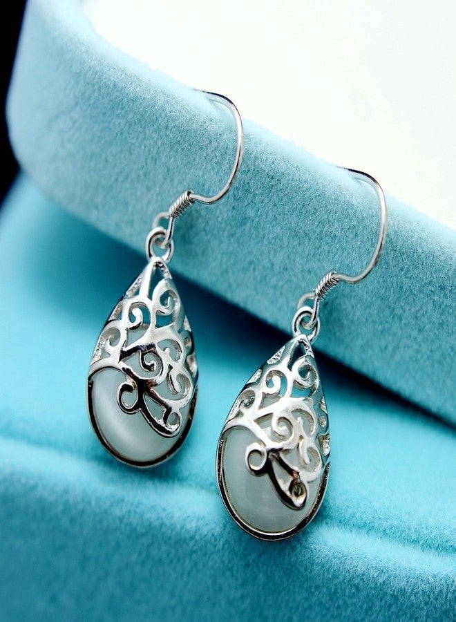 KEETEEN"Wishing Tree" 925 Sterling Silver Filigree Drop Dangle Earrings for Women white - Image 4