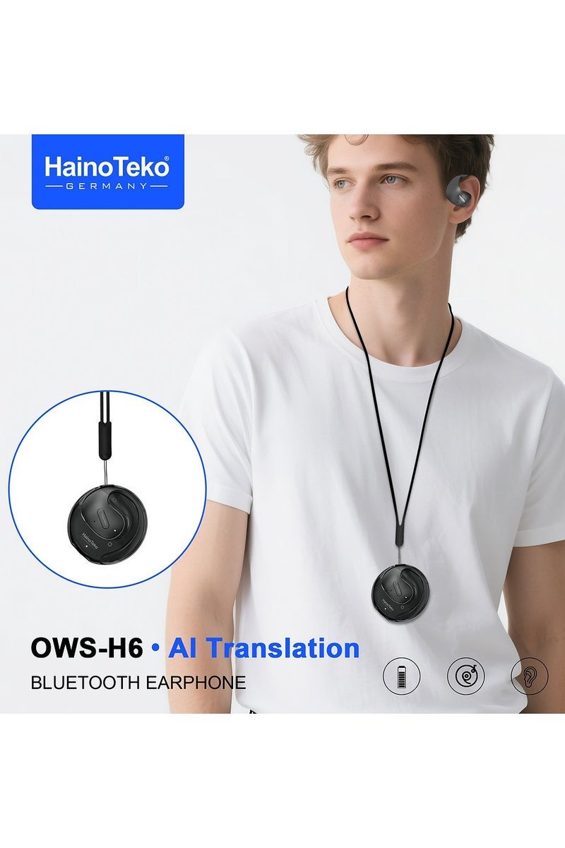 Haino Teko OWS-H6 AI Translation Bluetooth Earphones in Black – Hi-Res Audio, Universal Compatibility, and Smart Noise Reduction for Seamless Communication and Music Experience - Image 2