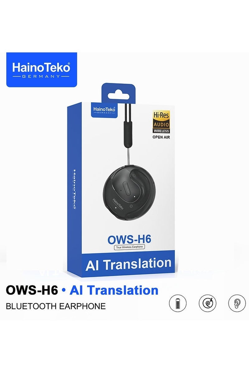 Haino Teko OWS-H6 AI Translation Bluetooth Earphones in Black – Hi-Res Audio, Universal Compatibility, and Smart Noise Reduction for Seamless Communication and Music Experience - Image 4