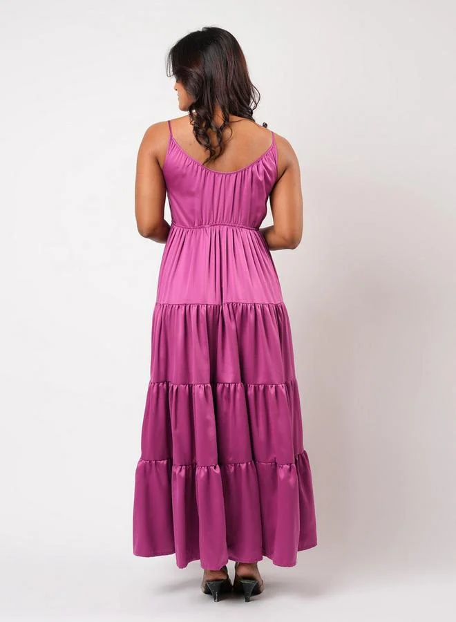 Aadaraya  Aadaraya Sleeveless Tiered Maxi Night Gown for Women | Best Price UAE