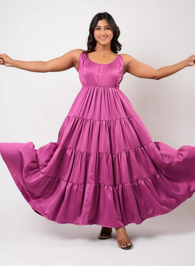 أدريا Aadaraya Sleeveless Tiered Maxi Night Gown