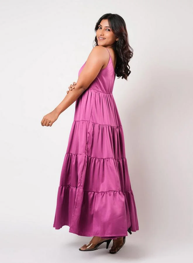 Aadaraya  Aadaraya Sleeveless Tiered Maxi Night Gown for Women | Best Price UAE