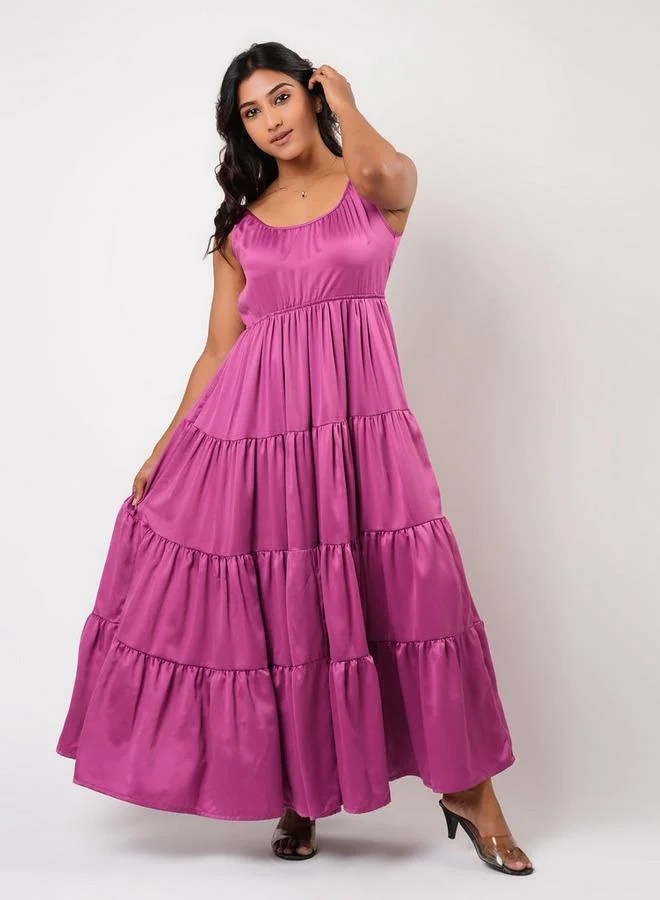 Aadaraya Aadaraya Sleeveless Tiered Maxi Night Gown