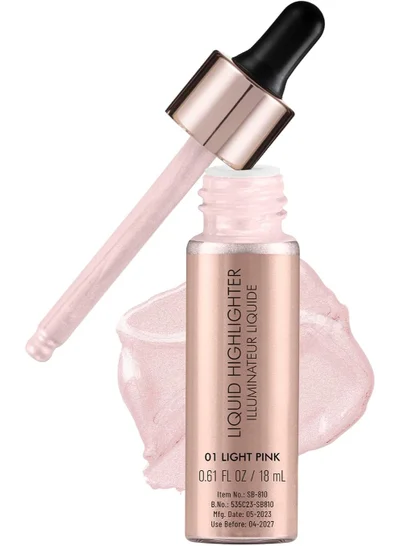 Swiss Beauty Swiss Beauty Drop and Glow Liquid Highlighter, Face Makeup - 18ml (Light Pink Shade-01)