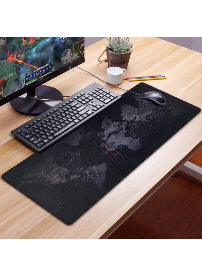 Extended Gaming Mouse and Keyboard Mat World Map Design with Non-Slip Rubber Base and Waterproof Stitched Edges for Gamers, Office and Home - Image 3