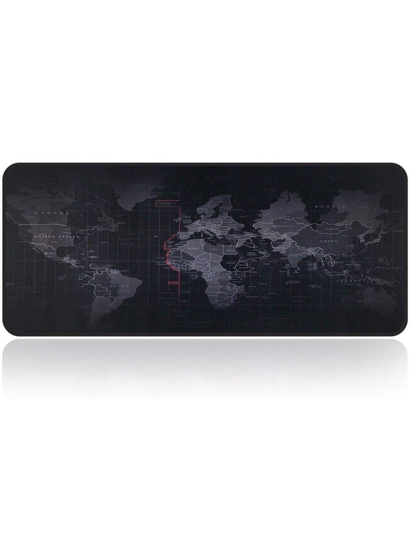 Extended Gaming Mouse and Keyboard Mat World Map Design with Non-Slip Rubber Base and Waterproof Stitched Edges for Gamers, Office and Home - Image 1