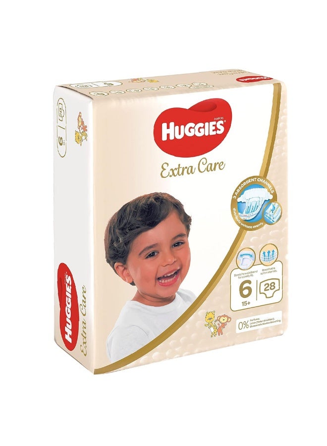 HUGGIES Extra Care Baby Diapers, Size 6, For 15+kg Baby, Pack of 28’s
