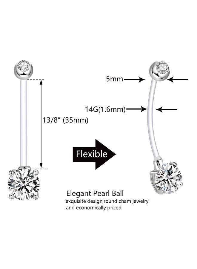 ONESING 3 Pcs 14G Pregnancy Belly Button Rings Flexible Maternity Belly Button Rings 38mm Clear Long Bar Pregnancy Belly Rings Cute Hypoallergenic Healing Sport Navel Rings for Women, 1.14 inches - Image 2
