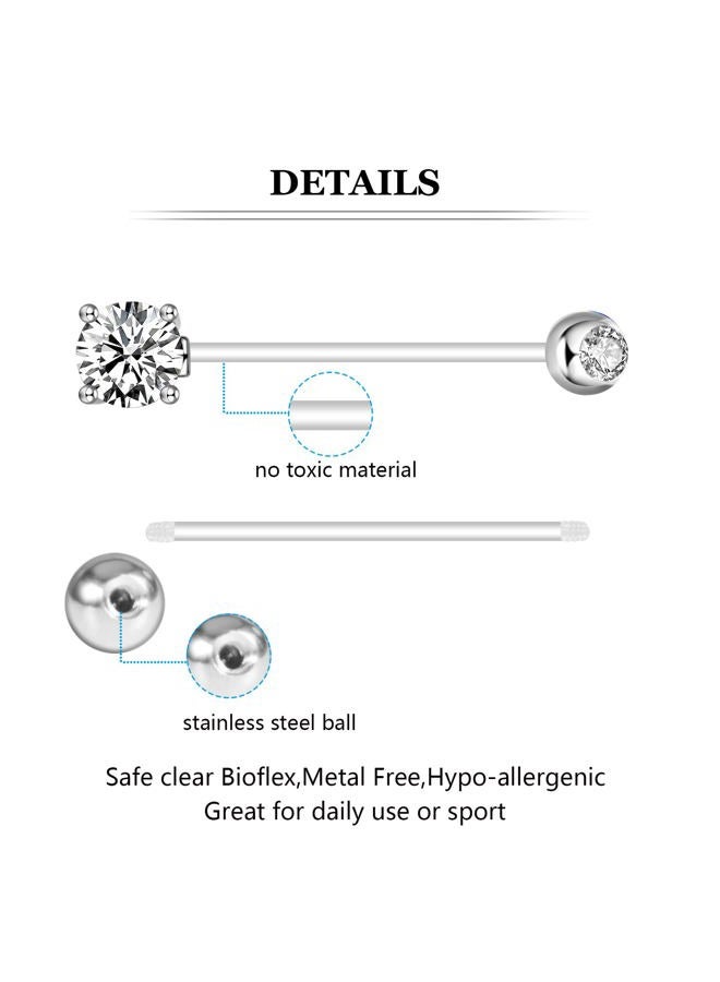 ONESING 3 Pcs 14G Pregnancy Belly Button Rings Flexible Maternity Belly Button Rings 38mm Clear Long Bar Pregnancy Belly Rings Cute Hypoallergenic Healing Sport Navel Rings for Women, 1.14 inches - Image 3
