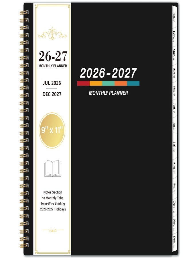 Indeme مخطط 2026-2027 - مخطط شهري 2026-2027، تقويم شهري، 9 × 11 بوصة، من يوليو 2026 إلى ديسمبر 2027، كبير الحجم، تجليد حلزوني مزدوج، 12 علامة تبويب للأشهر، العطلات، جيب مزدوج الجوانب، ورق سميك - Image 1