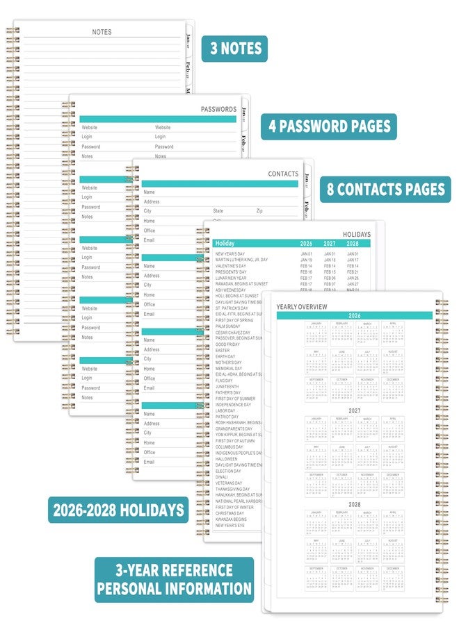 Indeme مخطط 2026-2027 - مخطط شهري 2026-2027، تقويم شهري، 9 × 11 بوصة، من يوليو 2026 إلى ديسمبر 2027، كبير الحجم، تجليد حلزوني مزدوج، 12 علامة تبويب للأشهر، العطلات، جيب مزدوج الجوانب، ورق سميك - Image 4