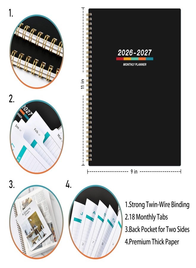 Indeme مخطط 2026-2027 - مخطط شهري 2026-2027، تقويم شهري، 9 × 11 بوصة، من يوليو 2026 إلى ديسمبر 2027، كبير الحجم، تجليد حلزوني مزدوج، 12 علامة تبويب للأشهر، العطلات، جيب مزدوج الجوانب، ورق سميك - Image 5