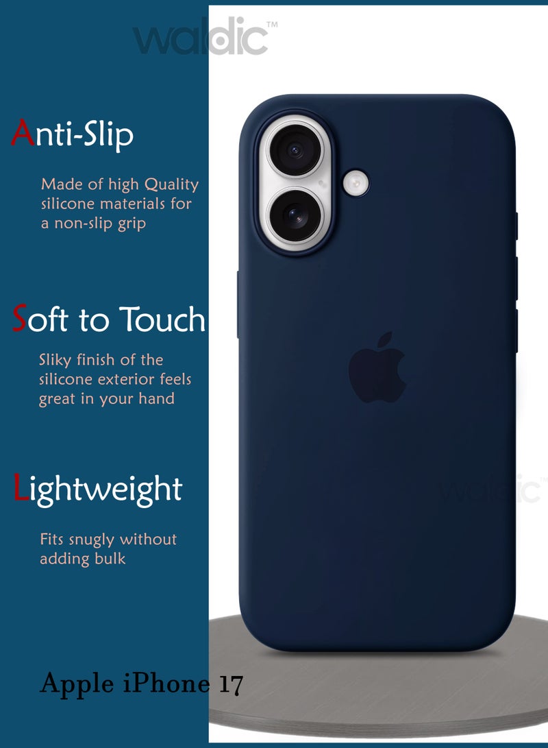 Waldic Apple iPhone 17 Premium Case | Premium Silicone Case Cover Designed for Apple iPhone 17 | Apple iPhone 17 Case Camera and Drop Protection Thin Protective Back Cover Case for Apple iPhone 17 - Dark Blue - Image 2