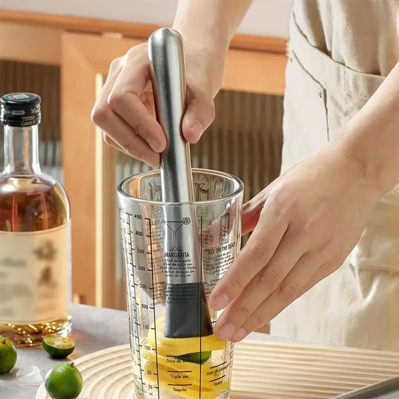 datsto 2Pcs Muddler for Cocktails 10 Inch - Stainless Steel and Wooden Drink Muddlers for Mojitos Mint & Fruit Based Drinks - Bartender Tool for Bars and Home - Image 4