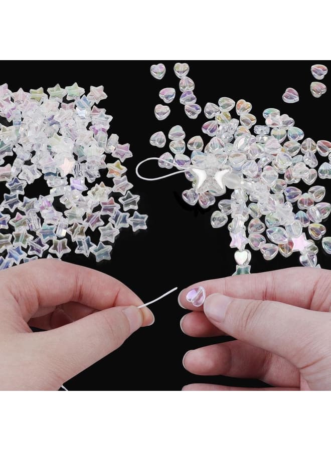 150Pcs Acrylic Heart Star Beads Charms Aesthetic Cute AB Color Acrylic Heart Charms Beads for Jewelry Making Bracelet Necklace Valentine Christmas Earring Keychain Accessories DIY Crafts - Image 1