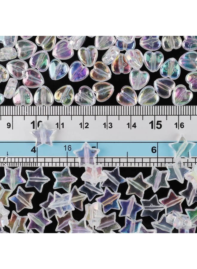 150Pcs Acrylic Heart Star Beads Charms Aesthetic Cute AB Color Acrylic Heart Charms Beads for Jewelry Making Bracelet Necklace Valentine Christmas Earring Keychain Accessories DIY Crafts - Image 2