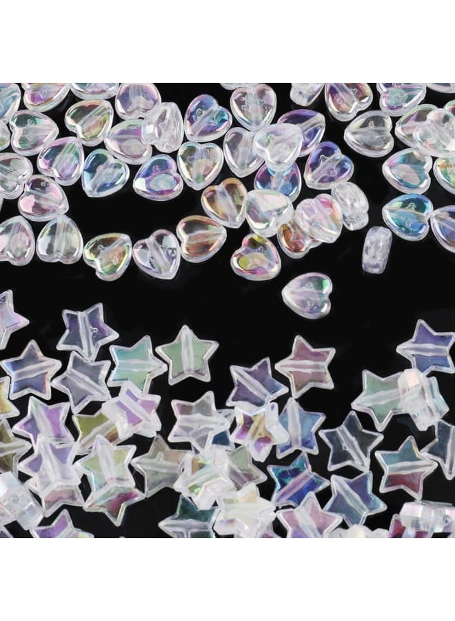 150Pcs Acrylic Heart Star Beads Charms Aesthetic Cute AB Color Acrylic Heart Charms Beads for Jewelry Making Bracelet Necklace Valentine Christmas Earring Keychain Accessories DIY Crafts - Image 3