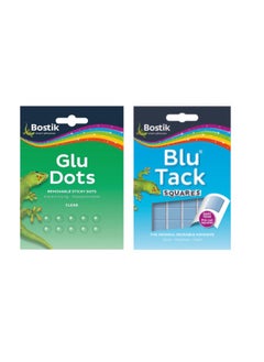 Bostik Bostik Glue Dots Removable 64 Dots + Blu Tack Square Blue Pack of 2 Back to School Bundle Offer  - Image 1