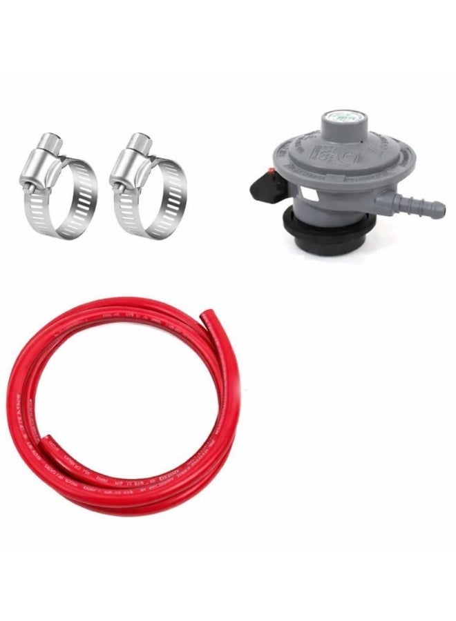 3-Burner Stainless Steel Gas Stove – Automatic Piezo Ignition, High-Efficiency Brass Burners, Rust-Resistant Design, Easy to Clean – Ideal for Home & Commercial Use & Gas Regulator with 2 Meter Hose and Clamps – Safe Gas Connection Set for Home Cooking and Outdoor Use Bundle - Image 3