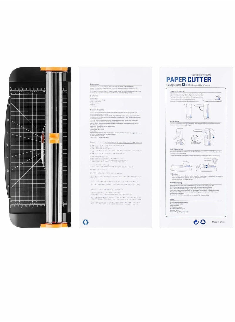 Y&D - A4 Paper Cutter Craft Trimmer with Automatic Security Safeguard and Side Ruler, Black Photo Guillotine Scrapbooking Tool for Handcraft Project, Label - Image 1